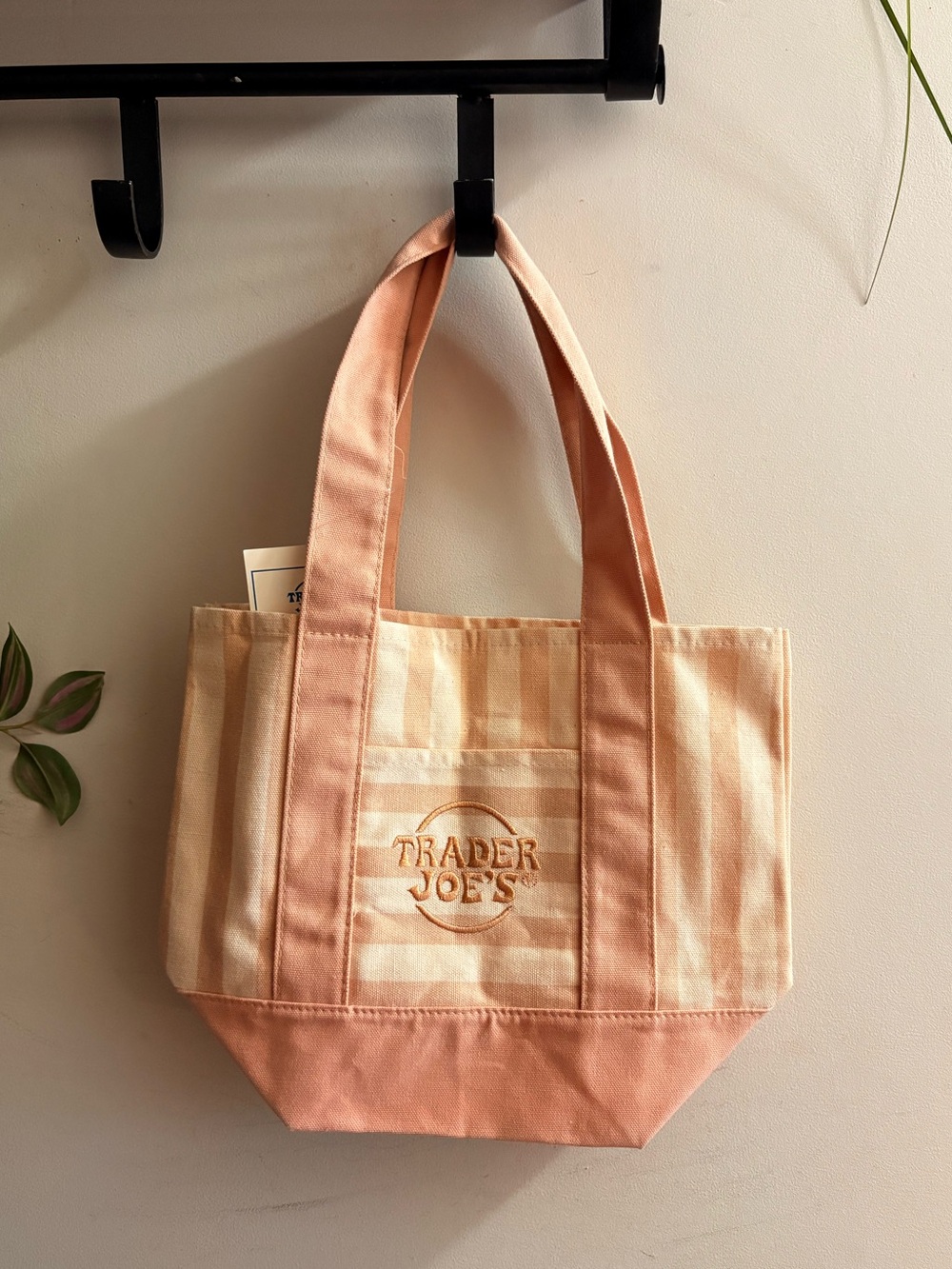TRADER JOES SUMMER 2026 STRIPED MINI TOTE TAN/ OFF WHITE